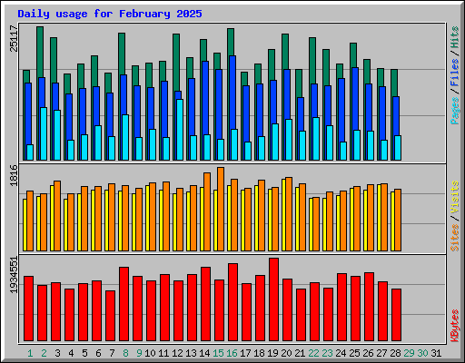 Daily usage for February 2025