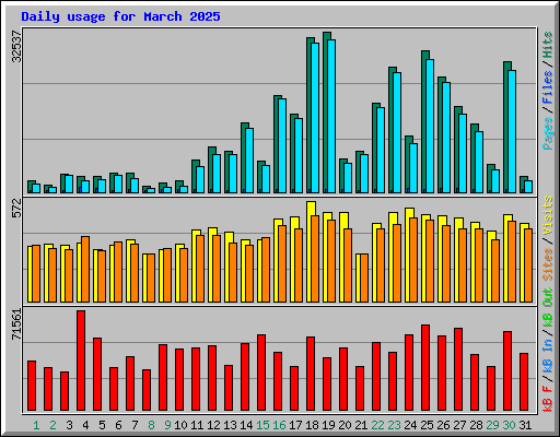 Daily usage for March 2025