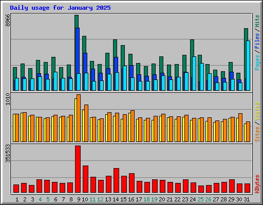 Daily usage for January 2025