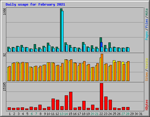 Daily usage for February 2021