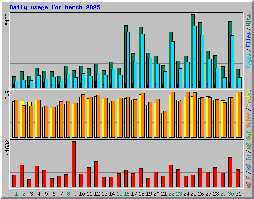 Daily usage for March 2025