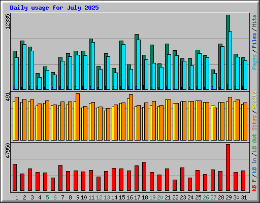 Daily usage for July 2025