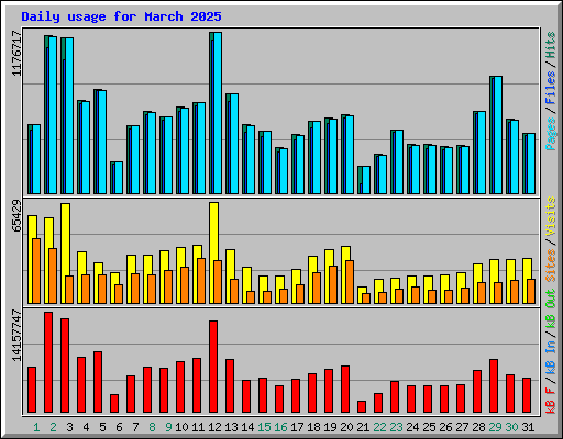 Daily usage for March 2025