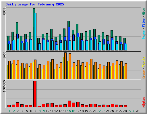 Daily usage for February 2025