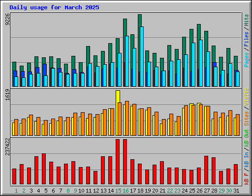 Daily usage for March 2025