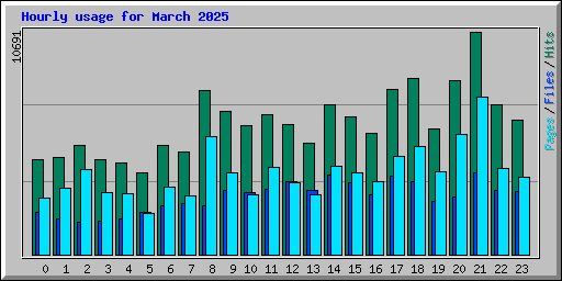 Hourly usage for March 2025