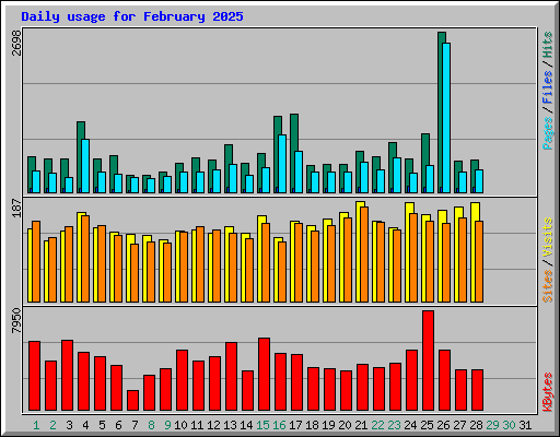 Daily usage for February 2025