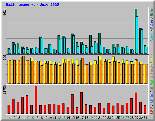 Daily usage for July 2025