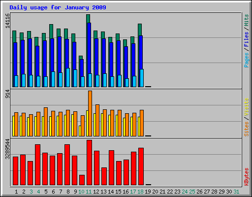 Daily usage for January 2009