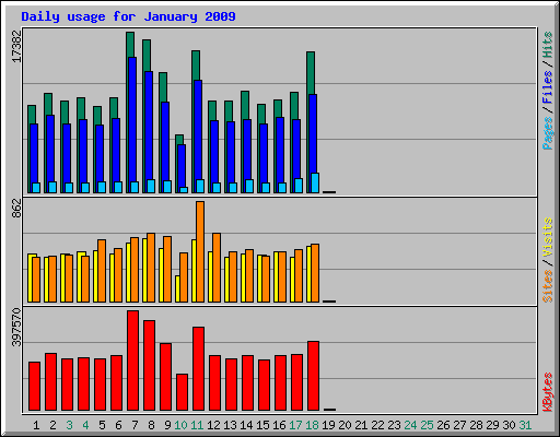 Daily usage for January 2009
