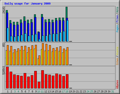 Daily usage for January 2009