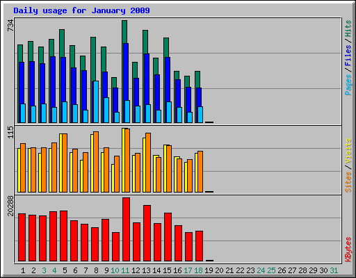 Daily usage for January 2009